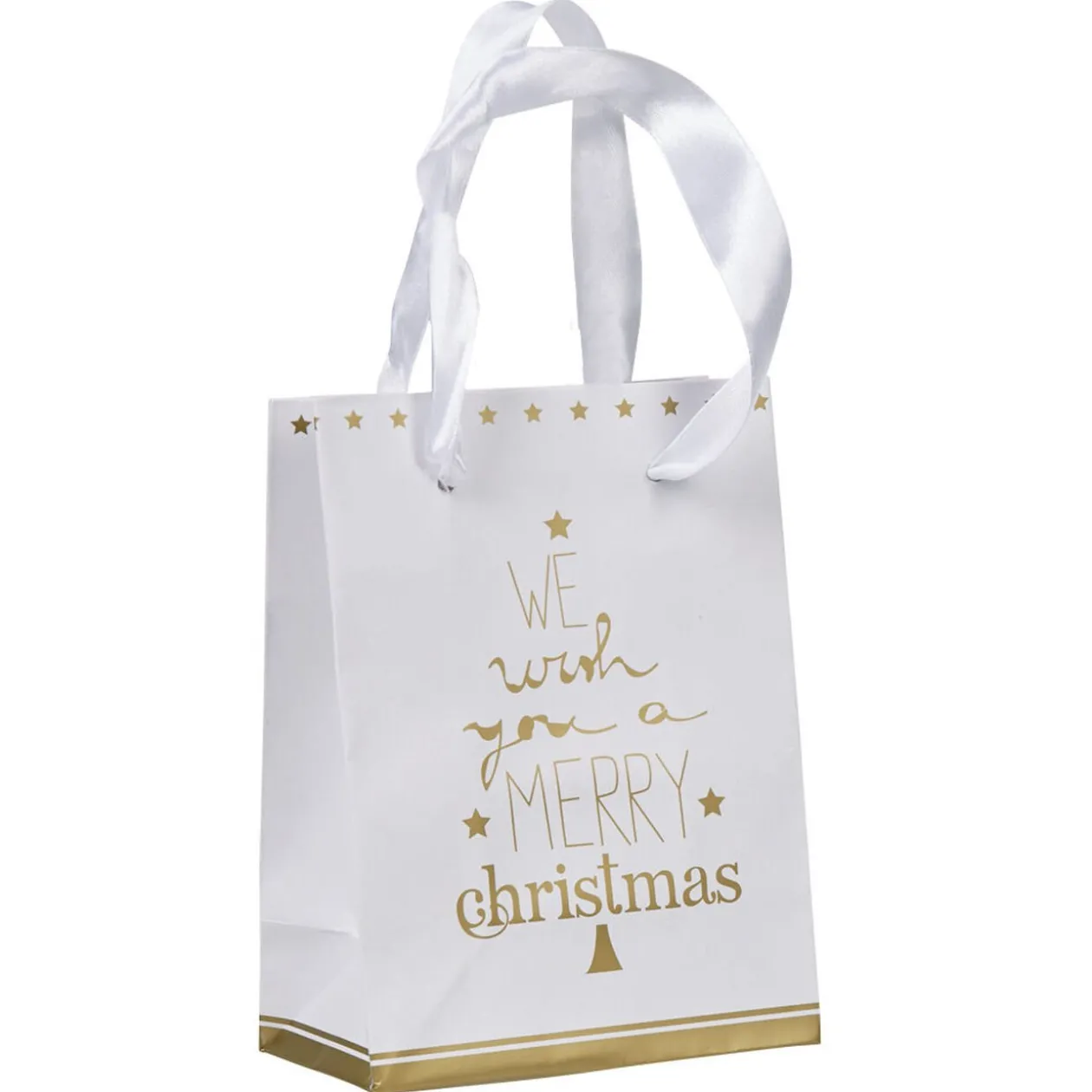 Sac cadeau de Noël blanc et doré petit modèle