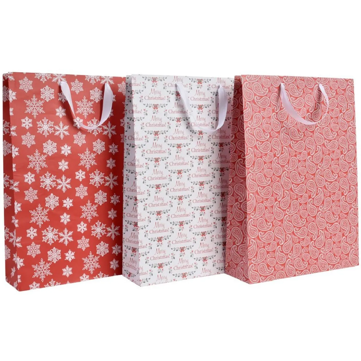 Sac cadeau de Noël motif traditionnel taille L