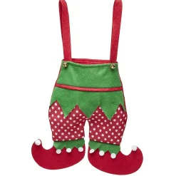 Sac cadeau en forme d'habit de lutin rouge et vert