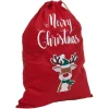 Sac cadeau hotte en feutrine rouge motif Noël