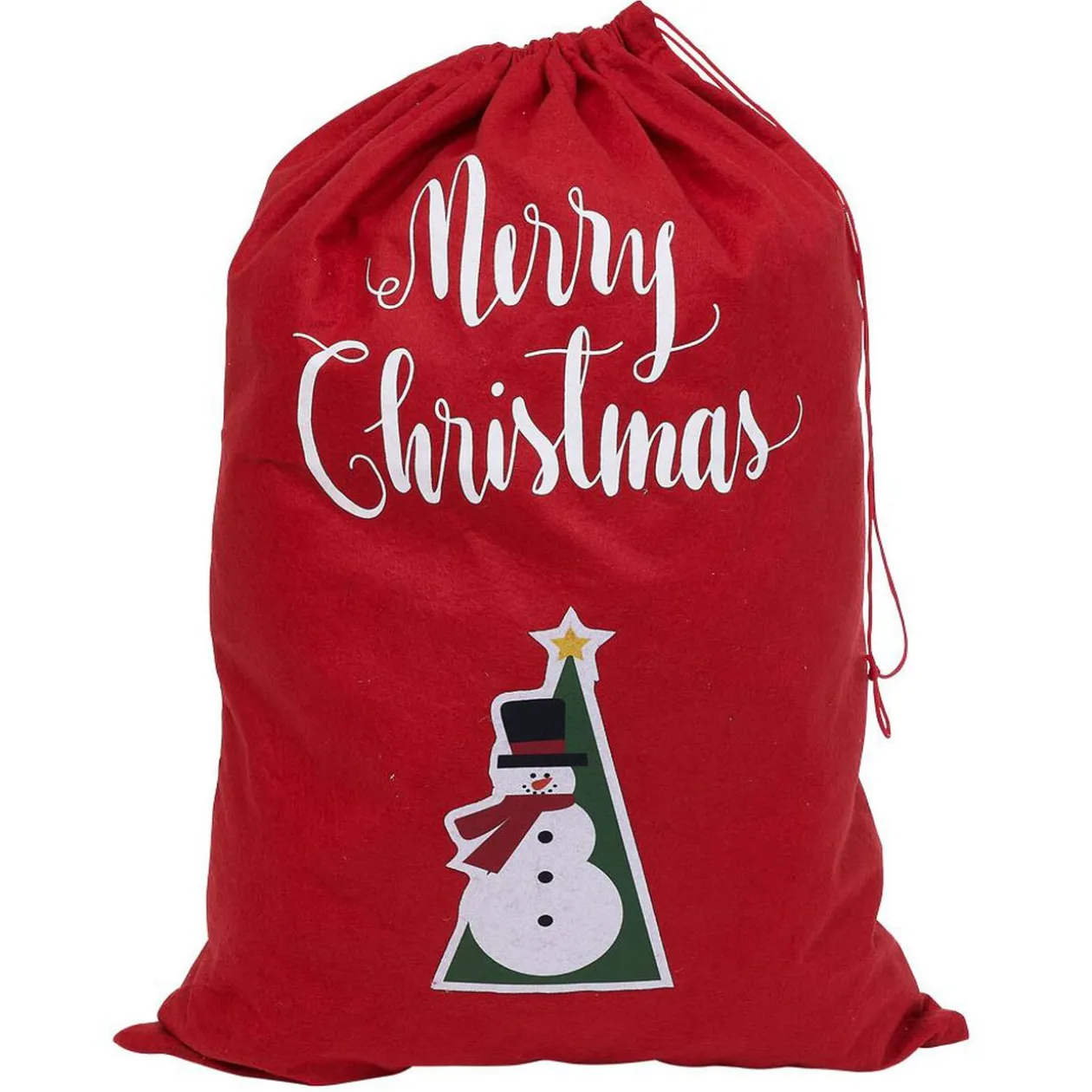 Sac cadeau hotte en feutrine rouge motif Noël