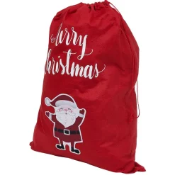 Sac cadeau hotte en feutrine rouge motif Noël