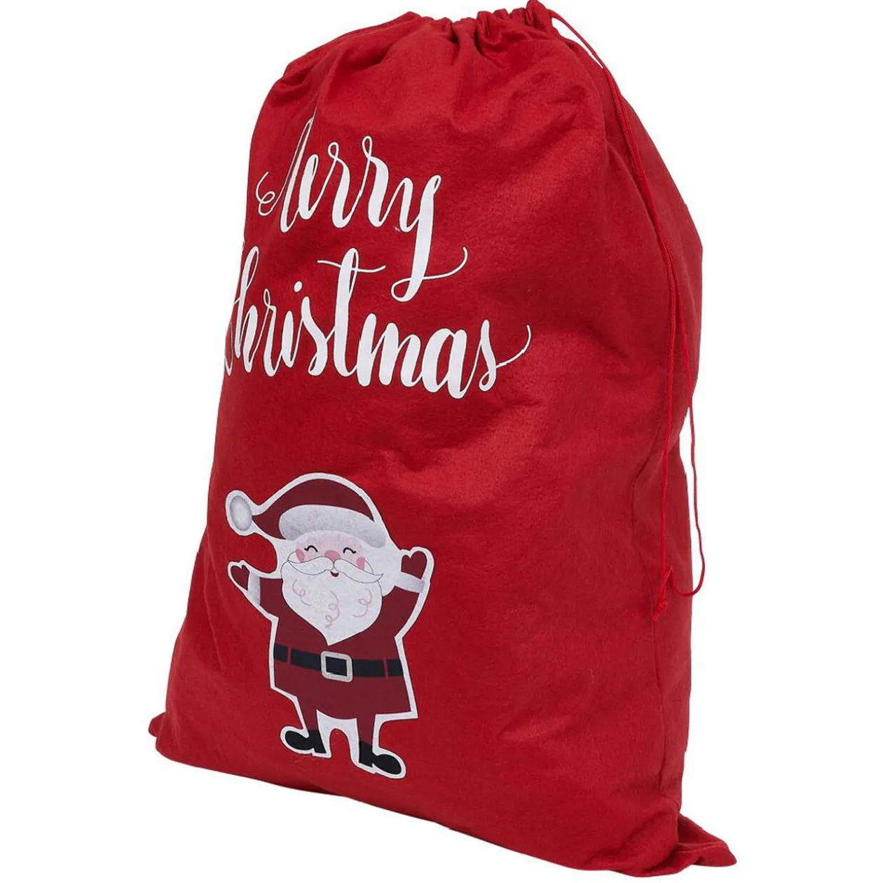 Sac cadeau hotte en feutrine rouge motif Noël