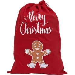 Sac cadeau hotte en feutrine rouge motif Noël