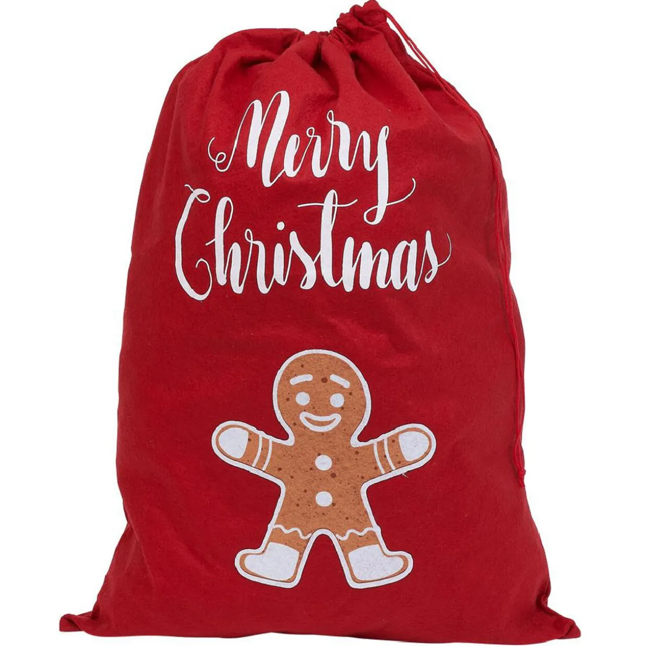 Sac cadeau hotte en feutrine rouge motif Noël