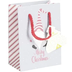 Sac cadeau motif gnome Père Noël ou biscuit pain d'épices - Taille S