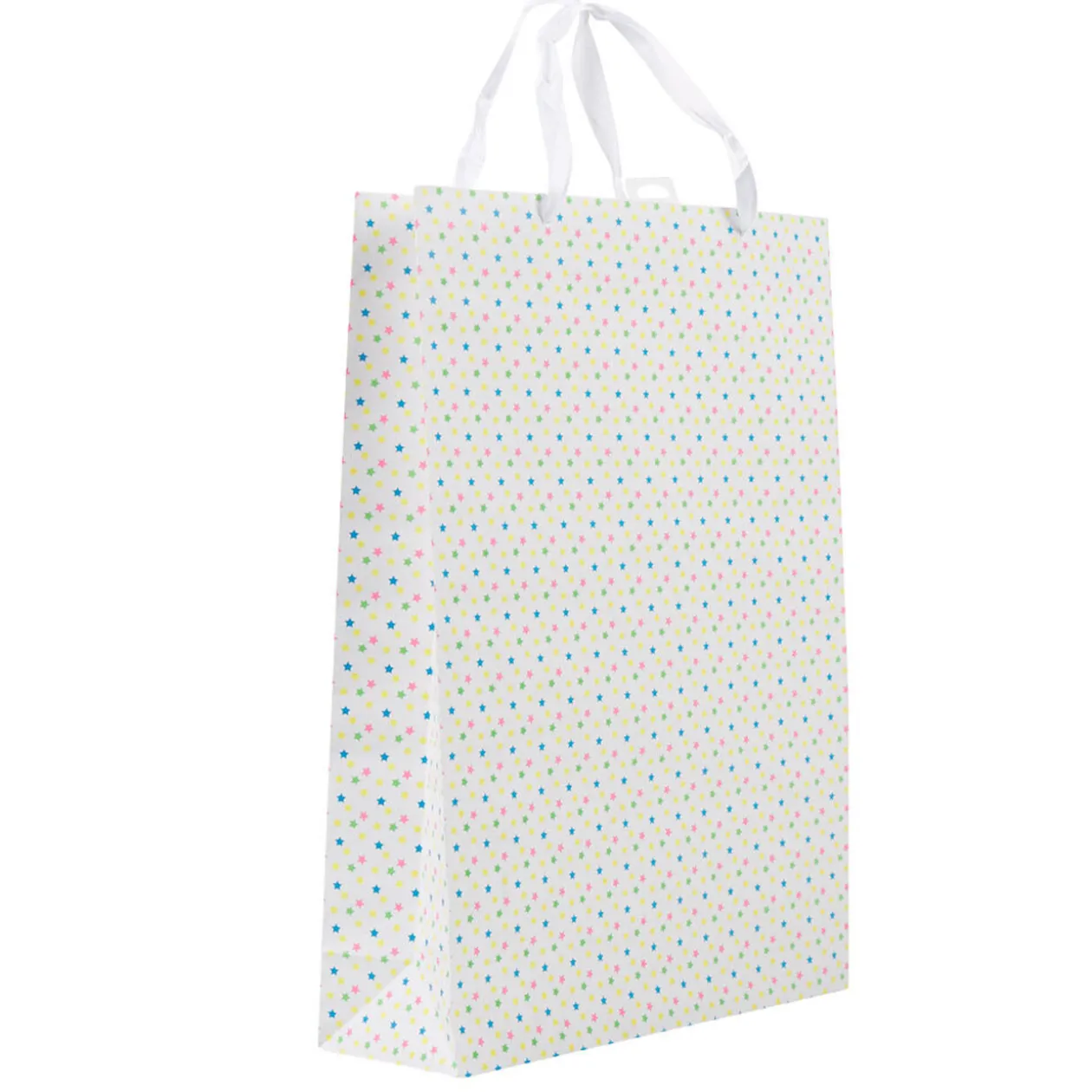 Sac cadeau motif pois multicolores grand modèle
