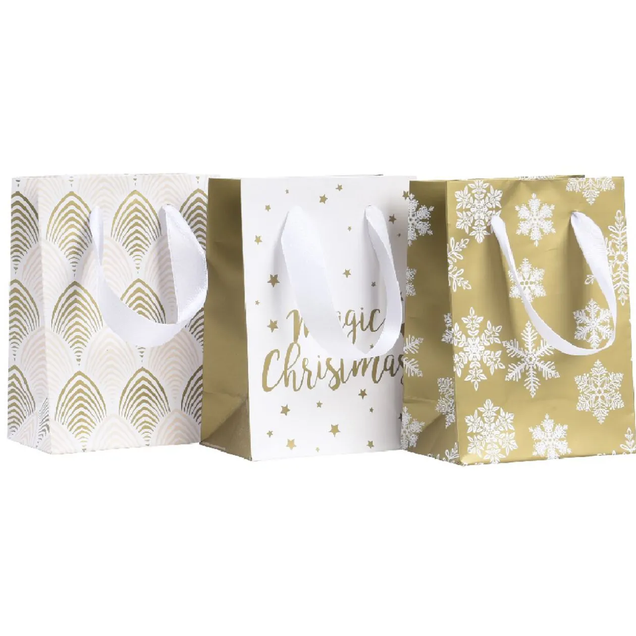 Sac cadeau Noël Blanc Doré taille S