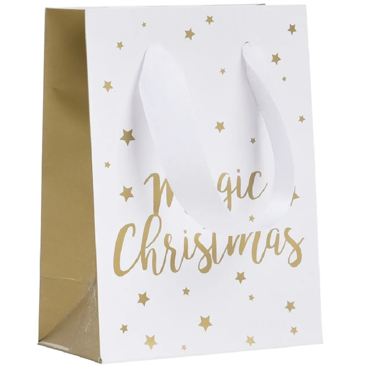 Sac cadeau Noël Blanc Doré taille S