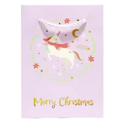 Sac cadeau Noël enfant licorne ou dinosaure 11xH15cm - 2 modèles