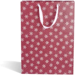 Sac cadeau Noël grand format motif traditionnel rouge et blanc