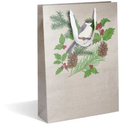 Sac cadeau Noël grand format motif traditionnel rouge et blanc