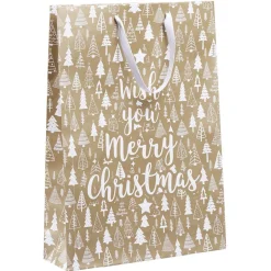 Sac cadeau Noël imprimé doré L33x46 cm