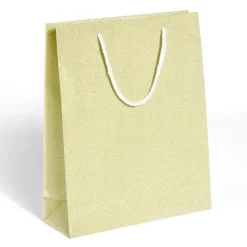 Sac cadeau Noël motif sapin ou uni doré pailleté - Taille M