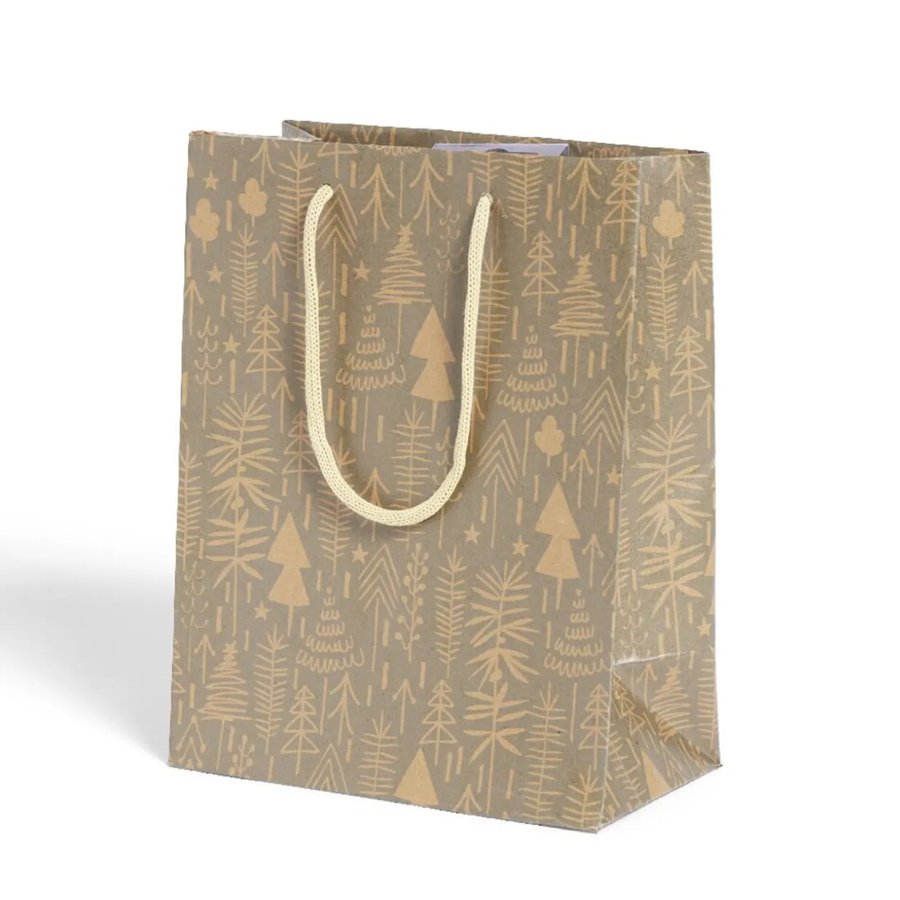 Sac cadeau Noël papier recyclé imprimé 17,5x10xH23cm - 2 modèles