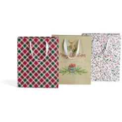 Sac cadeau Noël taille M motif traditionnel
