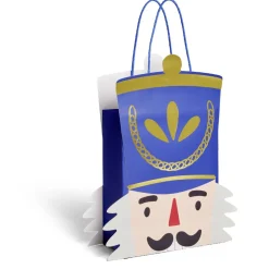 Sac cadeau Noël tête soldat Casse-Noisette bleu et doré 24,5xH31,5cm