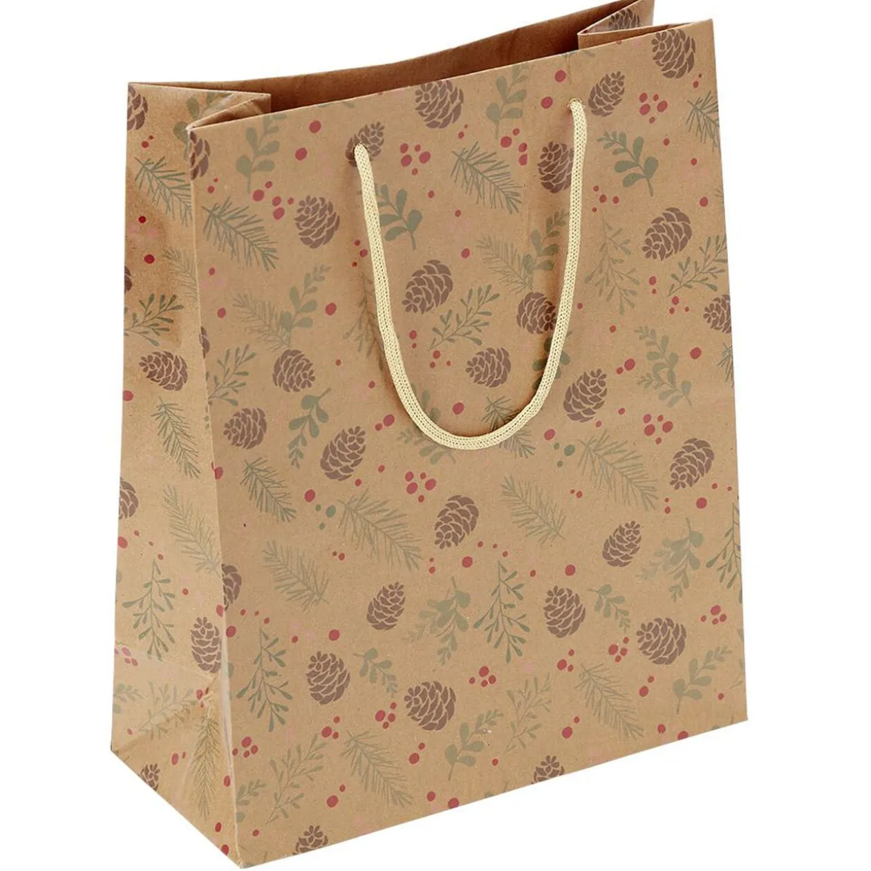 Sac cadeau papier recyclé certifié FSC® imprimé marron Taille L