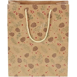Sac cadeau papier recyclé certifié FSC® imprimé marron Taille L