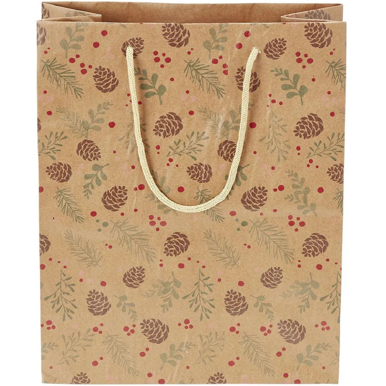 Sac cadeau papier recyclé certifié FSC® imprimé marron Taille L