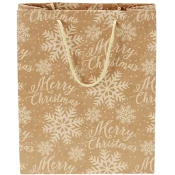 Sac cadeau papier recyclé certifié FSC® imprimé marron Taille L