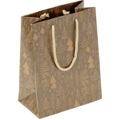 Sac cadeau papier recyclé certifié FSC® imprimé marron Taille M