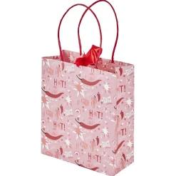 Sac cadeau Saint Valentin motif piment inscription Hot rose et rouge