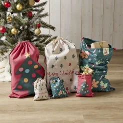 Sac cadeau tissu réutilisable 15x20cm - 3 modèles