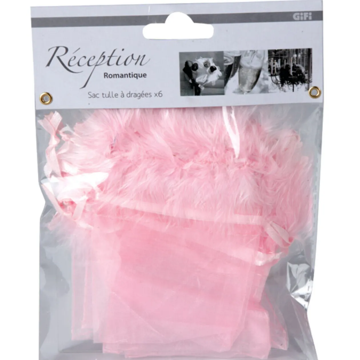 Sac rose à dragées x6