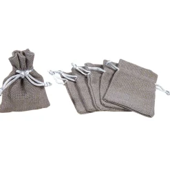 Sac toile de jute chocolat pour dragées x6