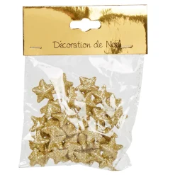 Sachet déco minis étoiles dorées pailletées Noël