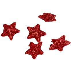 Sachet déco minis étoiles rouges pailletées Noël