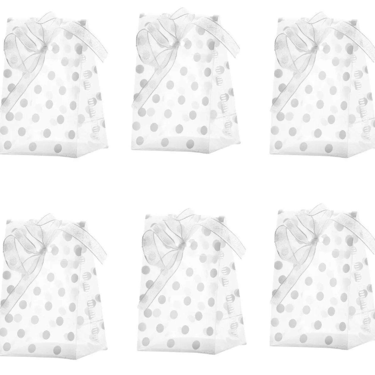 Sachet pour dragées motif pois gris x6