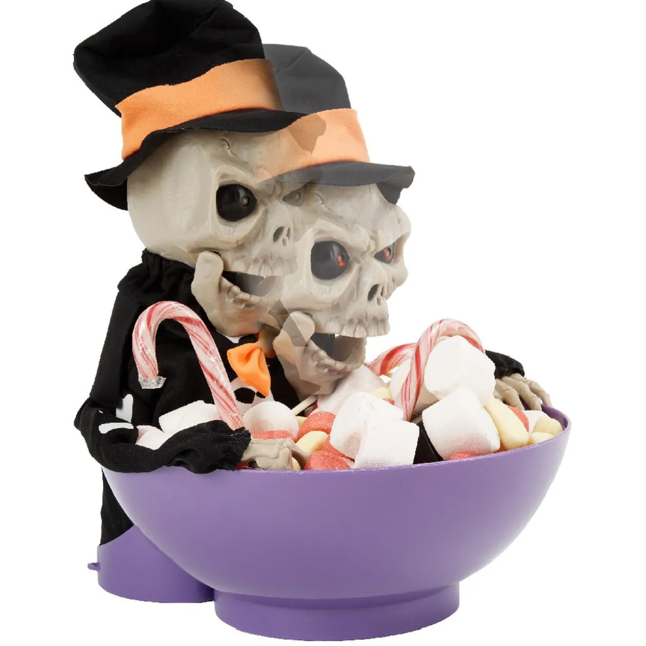 Saladier à bonbon Halloween squelette animé noir et violet