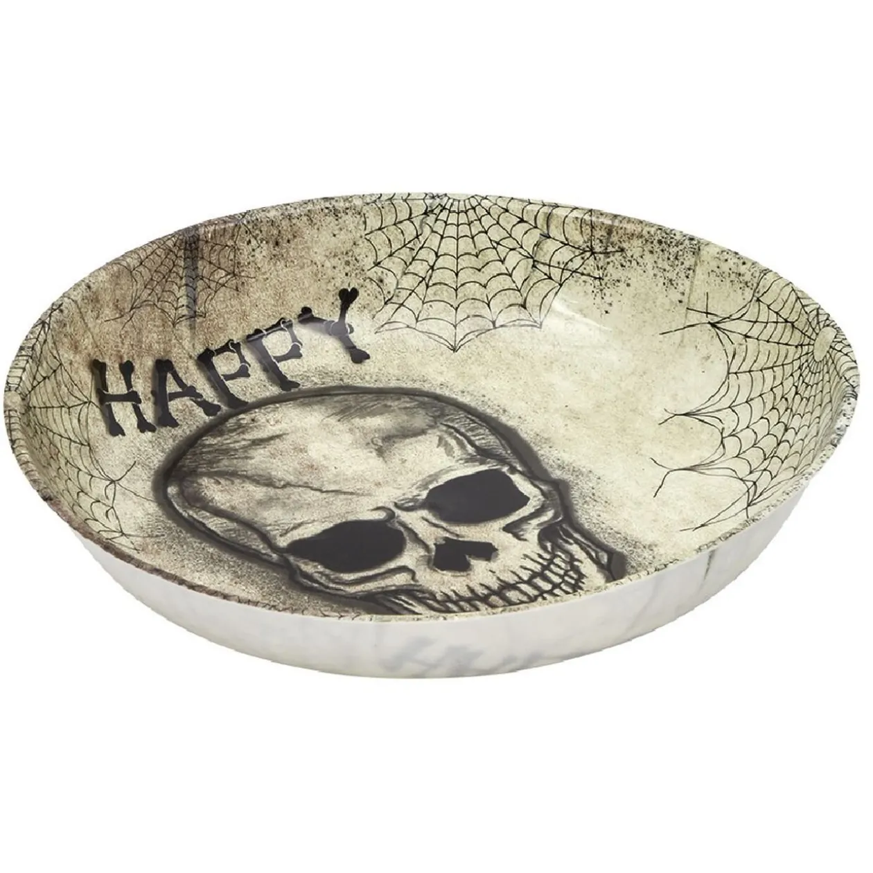 Saladier Happy Halloween tête de mort et toiles d'araignées