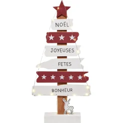 Sapin 6 pancarte lumineux en bois à poser