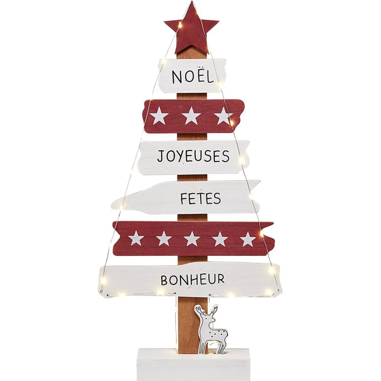 Sapin 6 pancarte lumineux en bois à poser