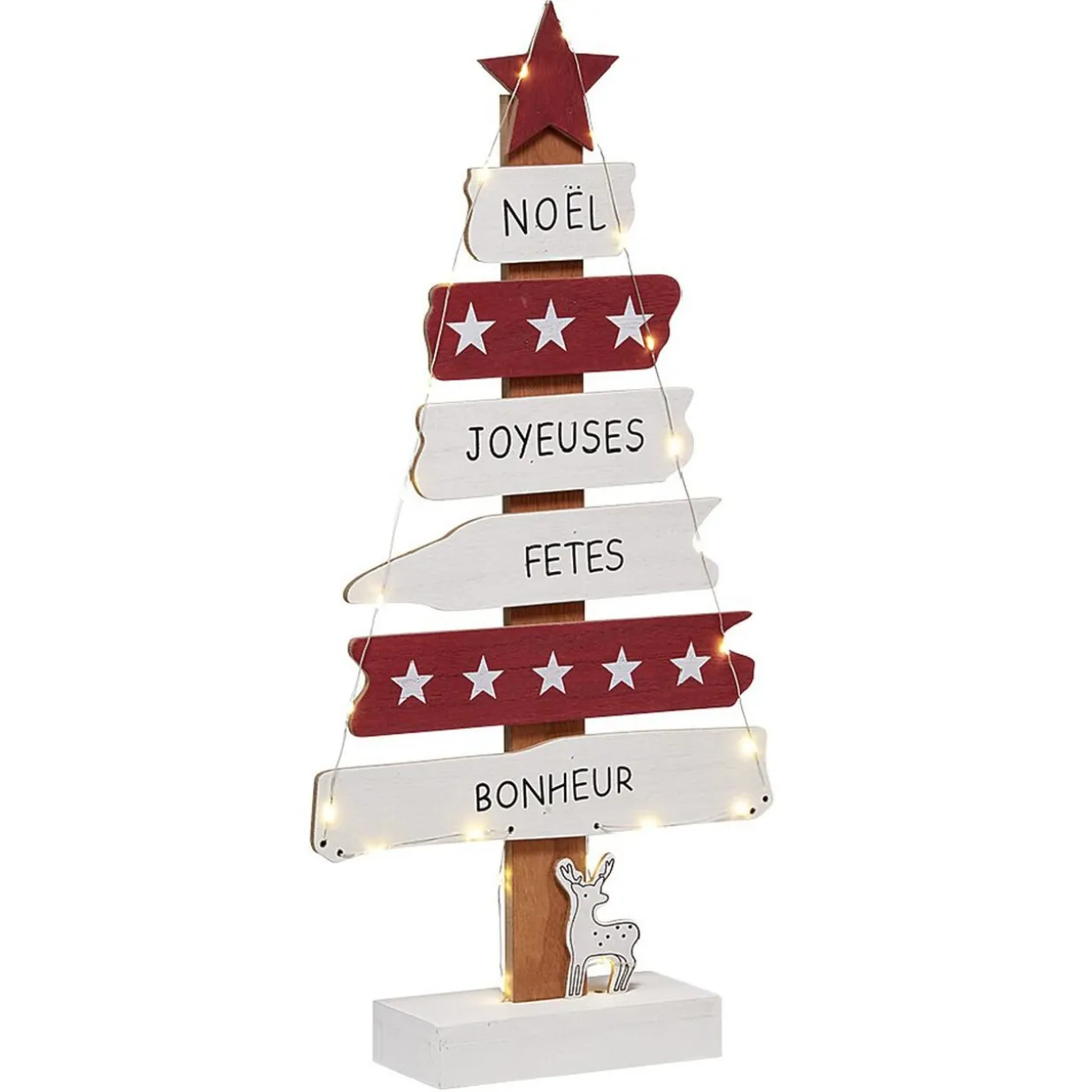 Sapin 6 pancarte lumineux en bois à poser