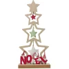 Sapin à poser en bois décor traditionnel NOEL étoile et gnome H26 cm