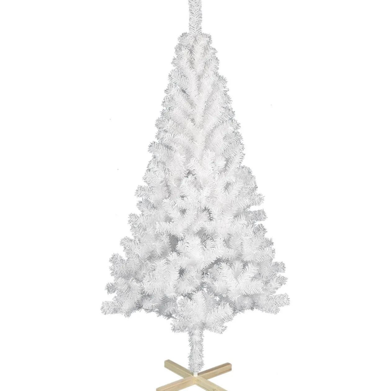 Sapin artificiel blanc 400 branches pied bois H.180 cm