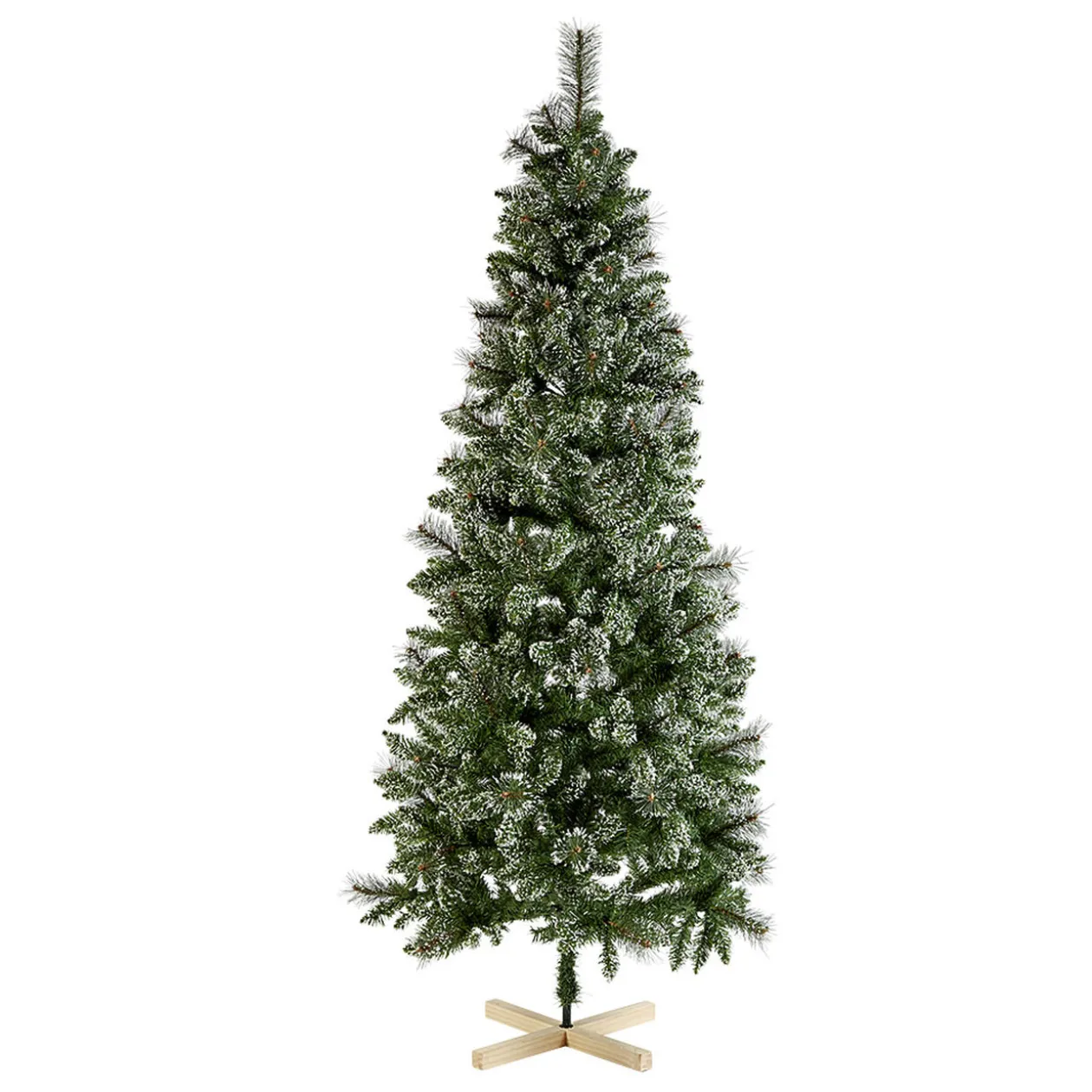 Sapin artificiel effet enneigé pied en bois 698 branches Ø95xH210cm