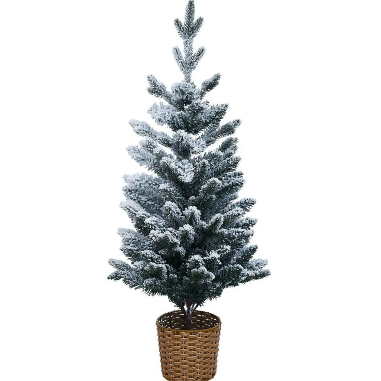 Sapin artificiel enneigé pot tressé 258 branches Ø56xH100cm