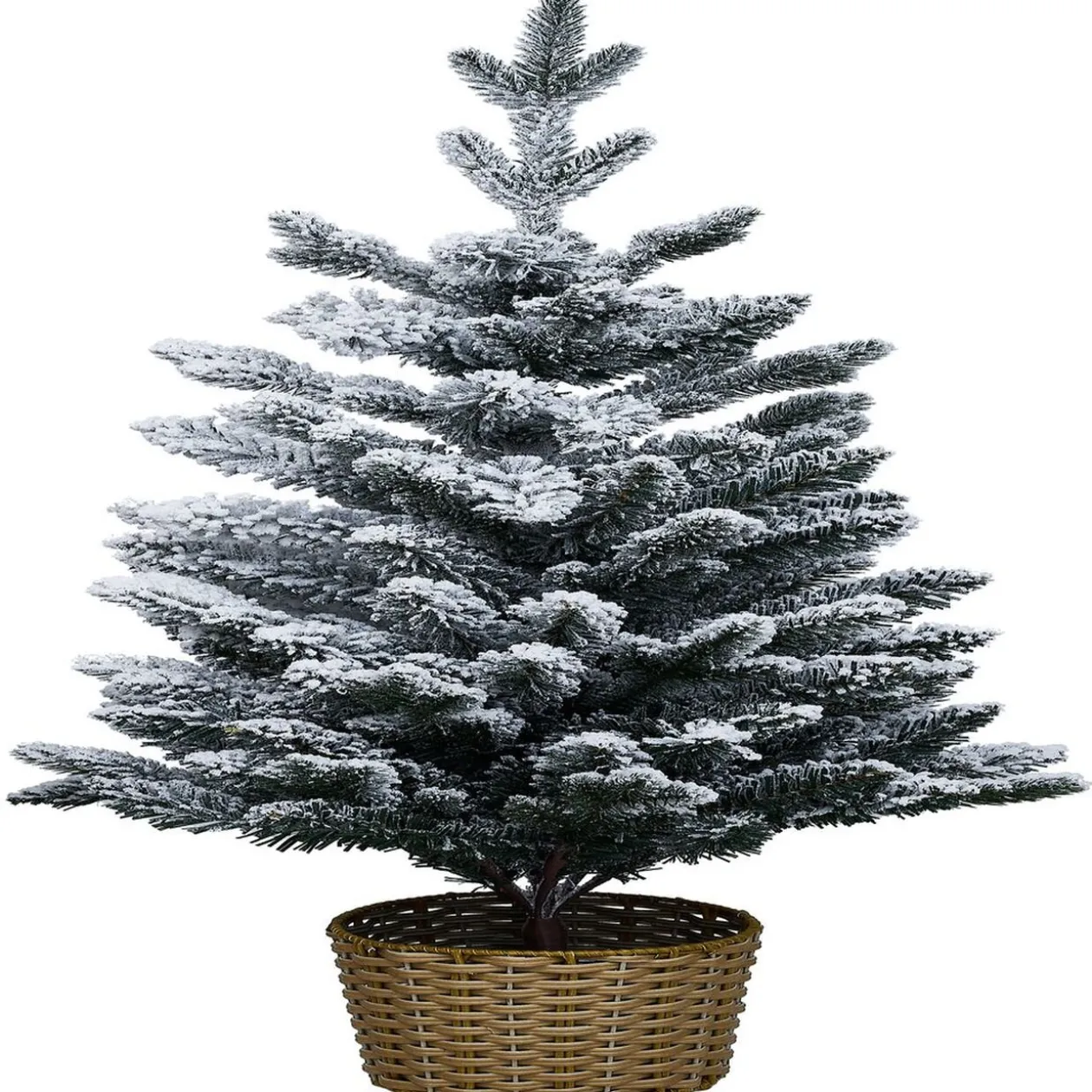 Sapin artificiel enneigé pot tressé 258 branches Ø56xH100cm