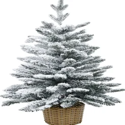 Sapin artificiel enneigé pot tressé 258 branches Ø56xH100cm