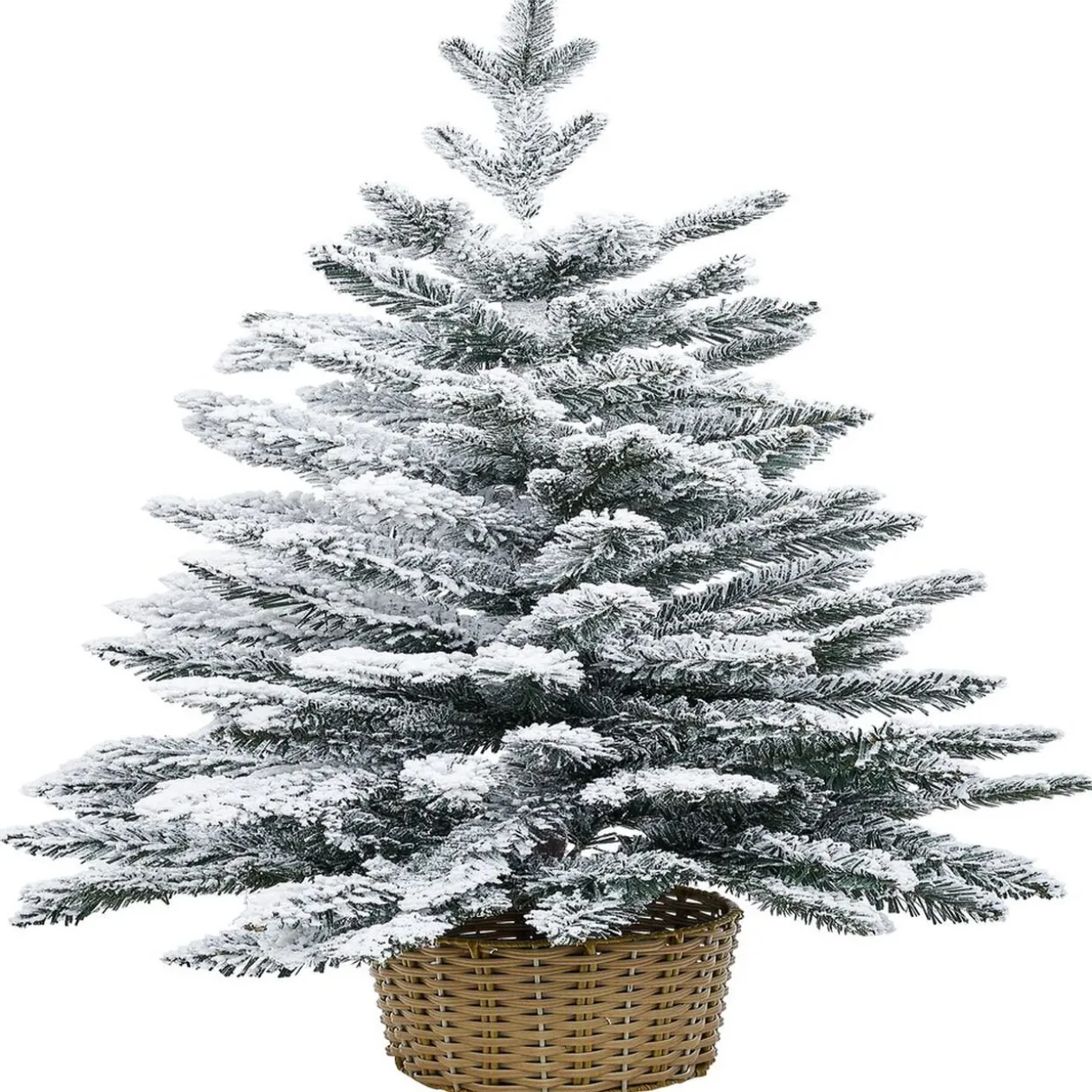 Sapin artificiel enneigé pot tressé 258 branches Ø56xH100cm