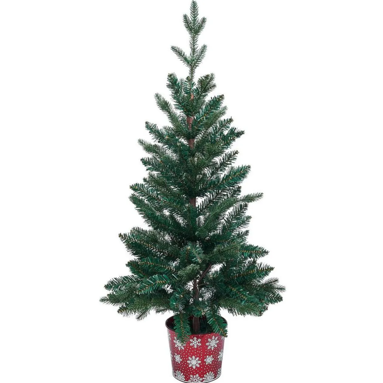 Sapin artificiel pot métal motif flocon rouge et blanc 258 branches Ø55xH100cm