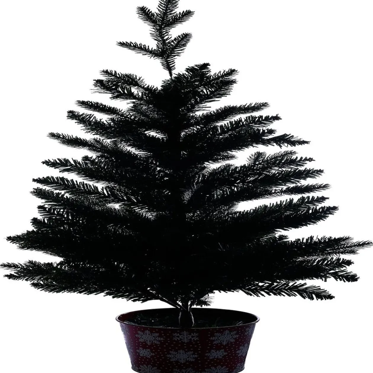 Sapin artificiel pot métal motif flocon rouge et blanc 258 branches Ø55xH100cm