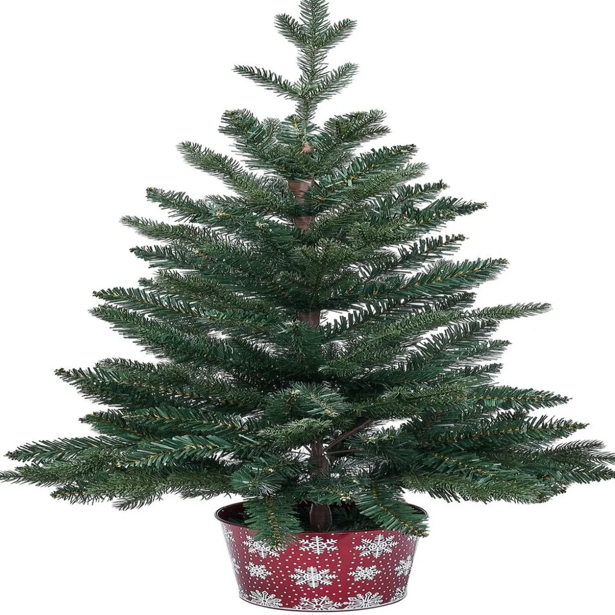 Sapin artificiel pot métal motif flocon rouge et blanc 258 branches Ø55xH100cm