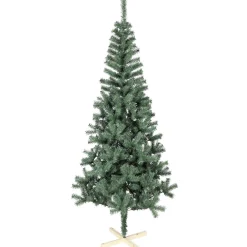Sapin artificiel vert 615 branches pied bois Ø110xH210cm