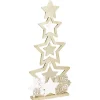 Sapin bois à poser décor étoiles doré pailleté H75cm